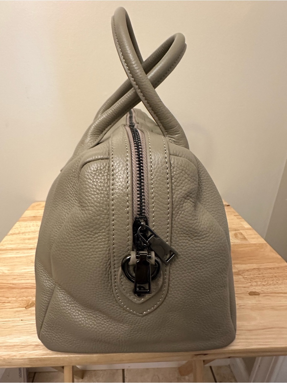 Beck Taupe Leather Montero Satchel - Picture 2 of 16